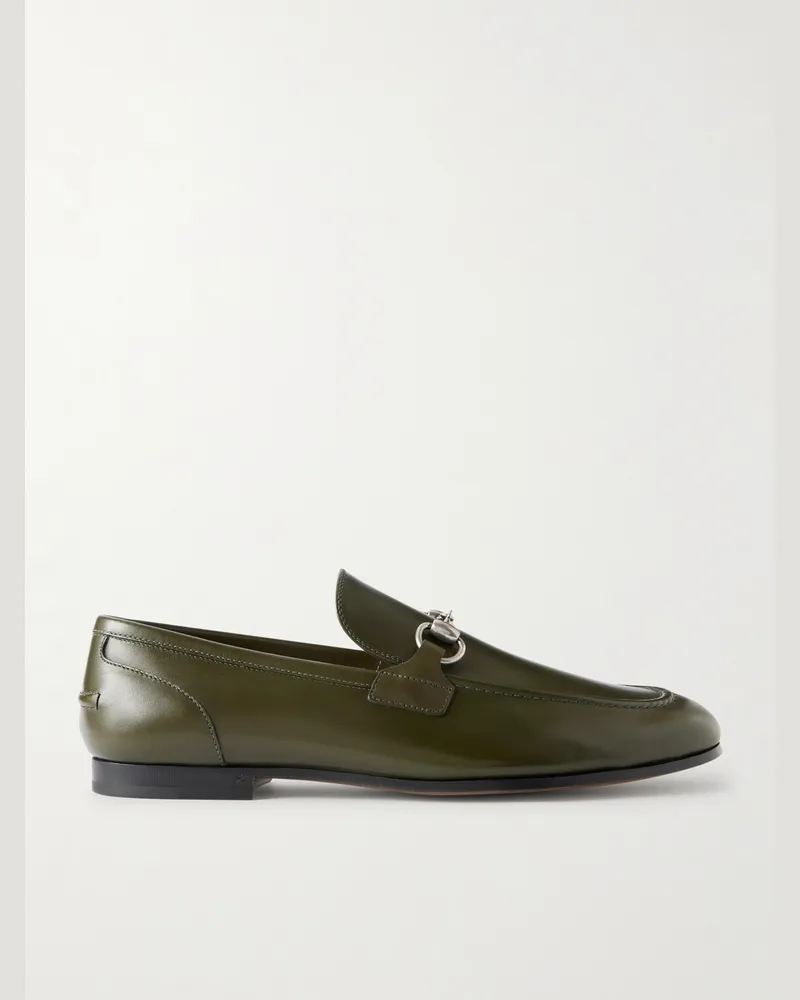 Gucci Jordaan Horsebit-Embellished Leather Loafers Green