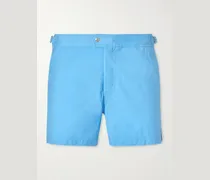 Straight-Leg Mid-Length Piped Swim Shorts