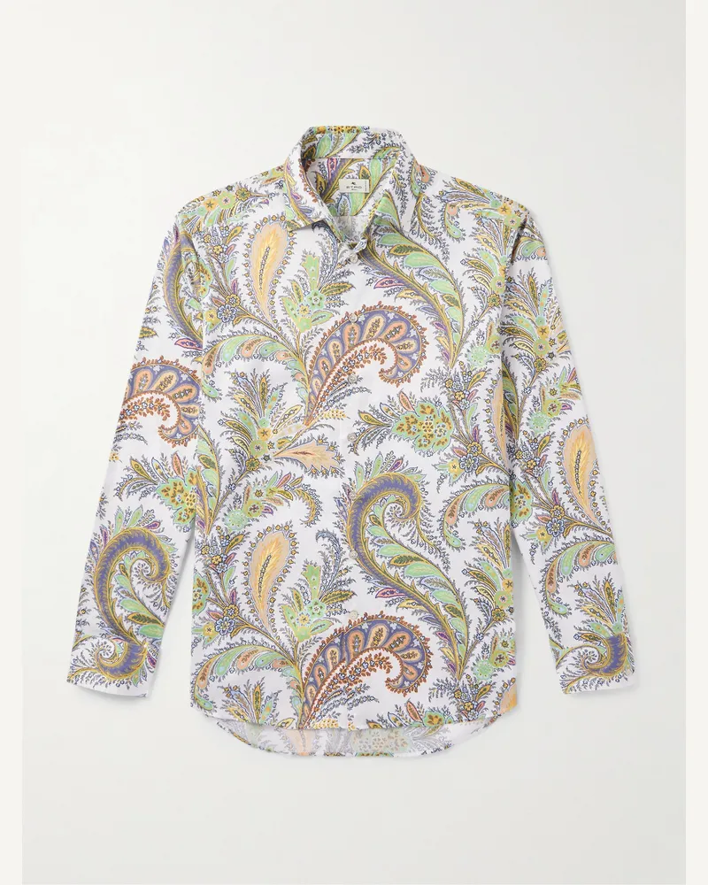 Etro Hemd aus Baumwollpopeline mit Paisley-Print Grün