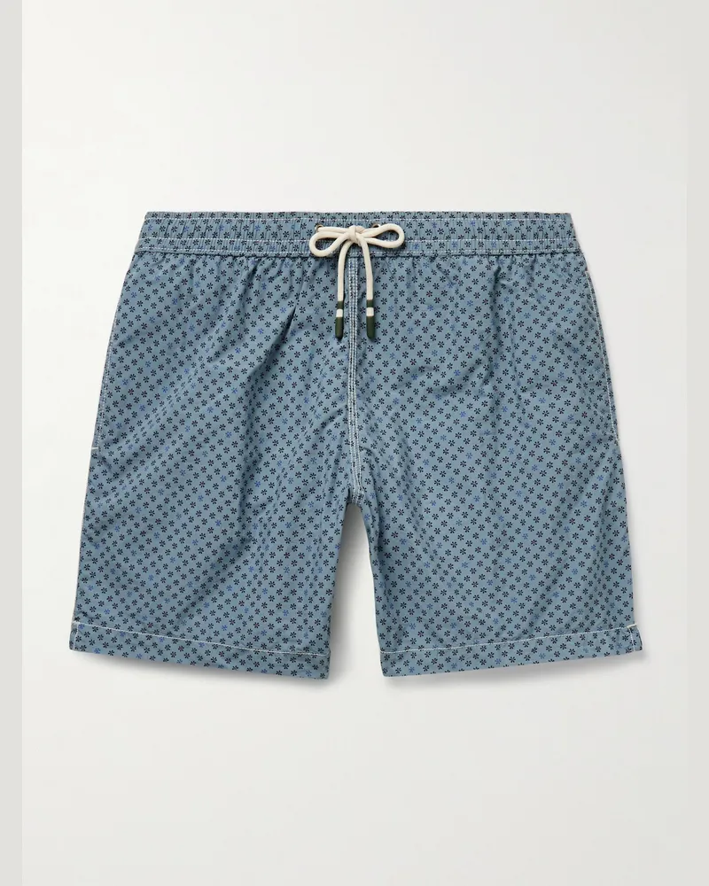 Hartford Schmal geschnittene mittellange Badeshorts mit Print Blau