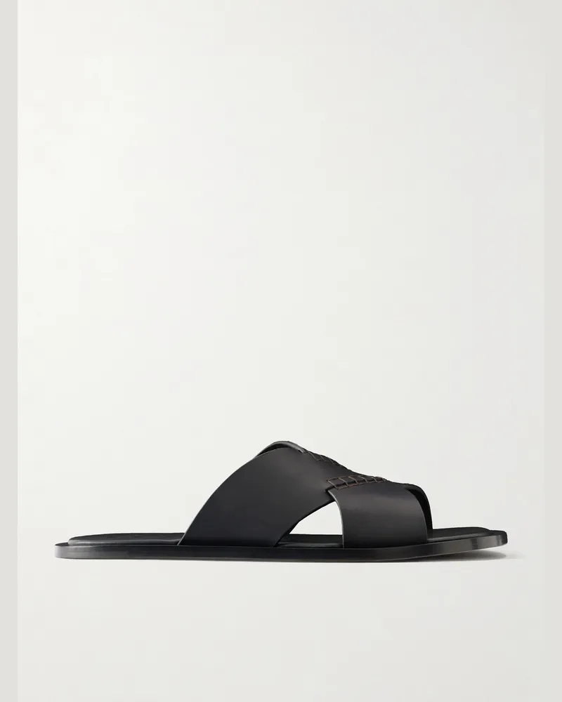 Loewe Paula's Ibiza Flex Criss-Cross Leather Sandals Black