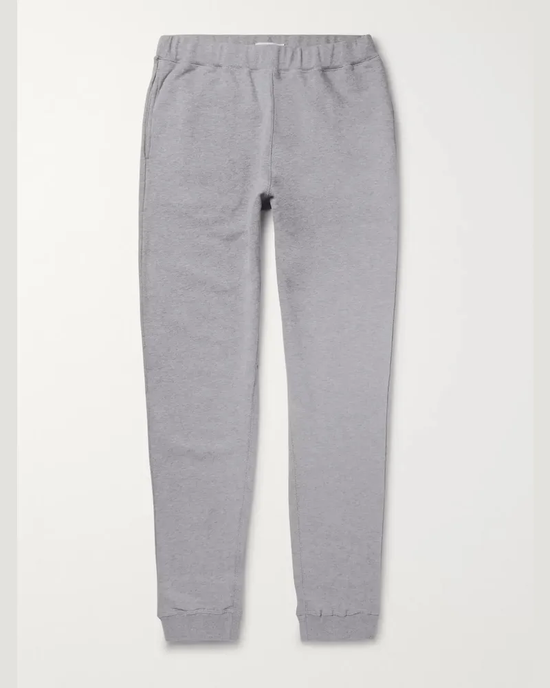 Sunspel Tapered Brushed Loopback Cotton-Jersey Sweatpants Gray