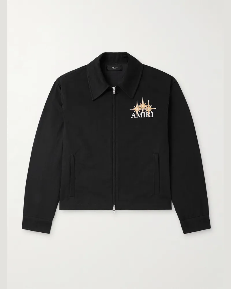 Amiri Bomberjacke aus Baumwoll-Twill mit Logostickerei Schwarz