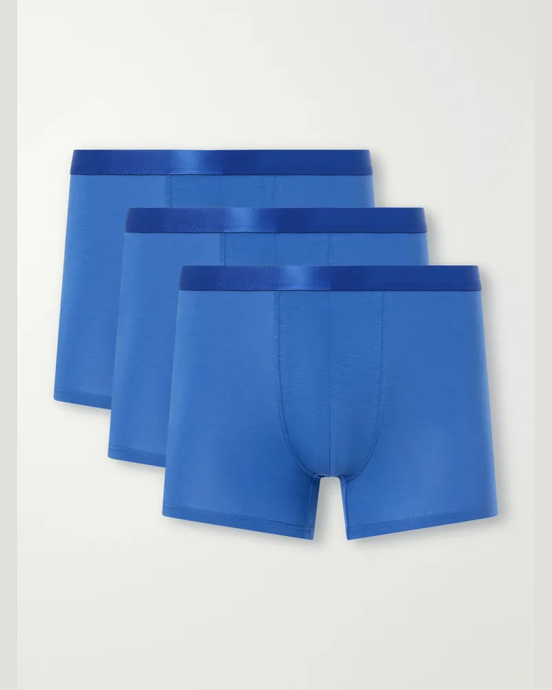 CDLP Three-Pack Stretch-Lyocell Jersey Boxer Briefs Blue