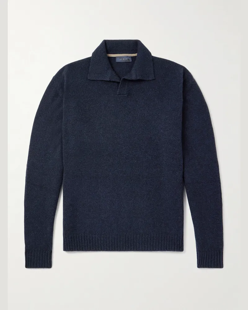 SEASE Pullover aus Kaschmir mit Polokragen Blau