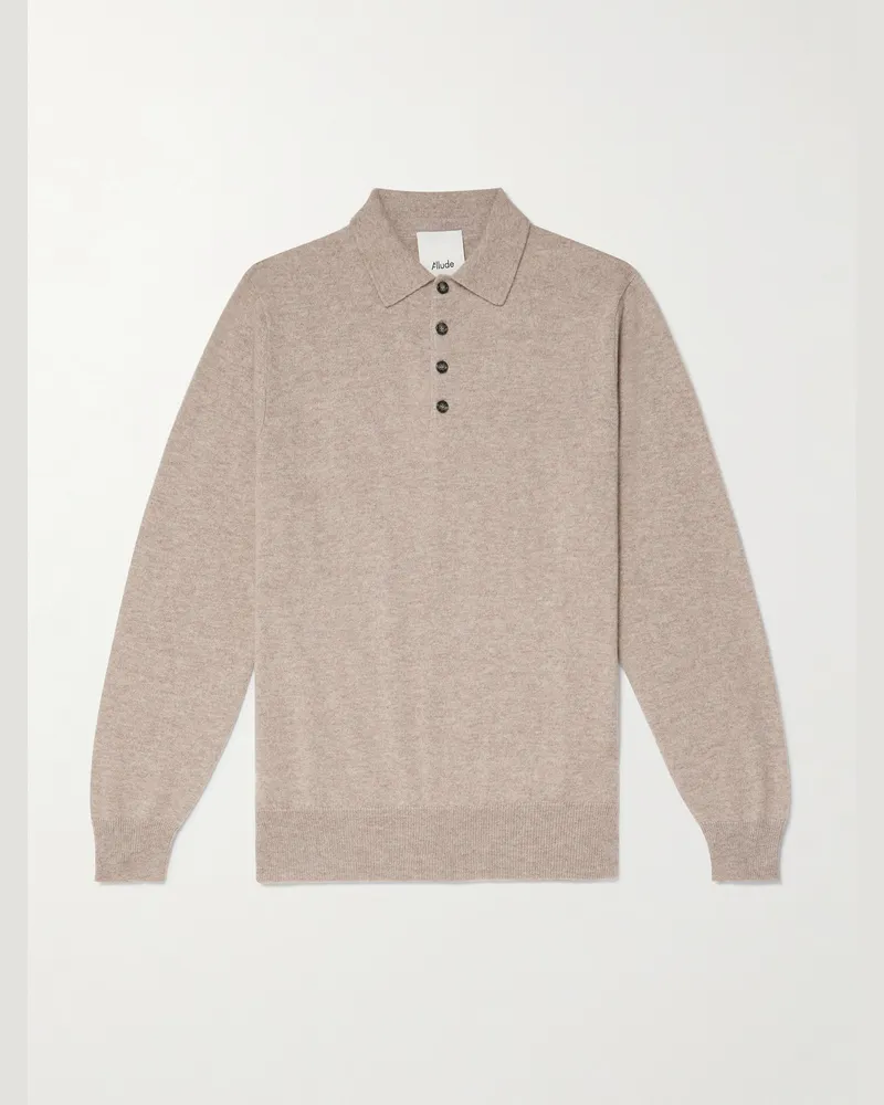 ALLUDE Cashmere Polo Shirt Brown