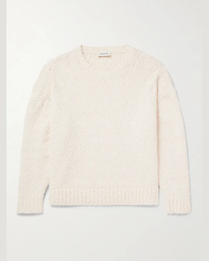Frame Denim Pullover aus Bouclé aus einer Baumwollmischung Neutral