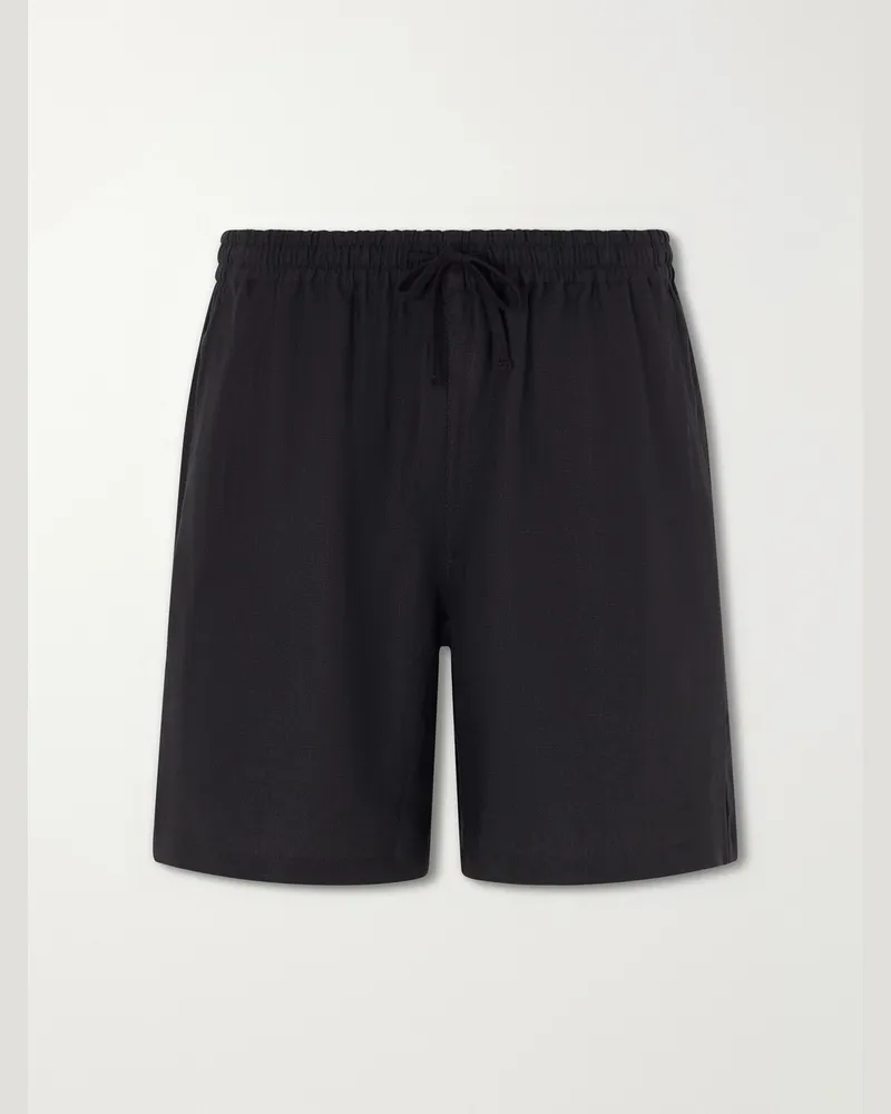 Aimé Leon Dore Straight-Leg Linen Drawstring Shorts Black