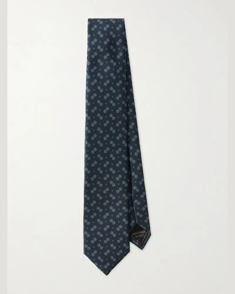 Brioni 8cm Silk-Jacquard Tie Blue