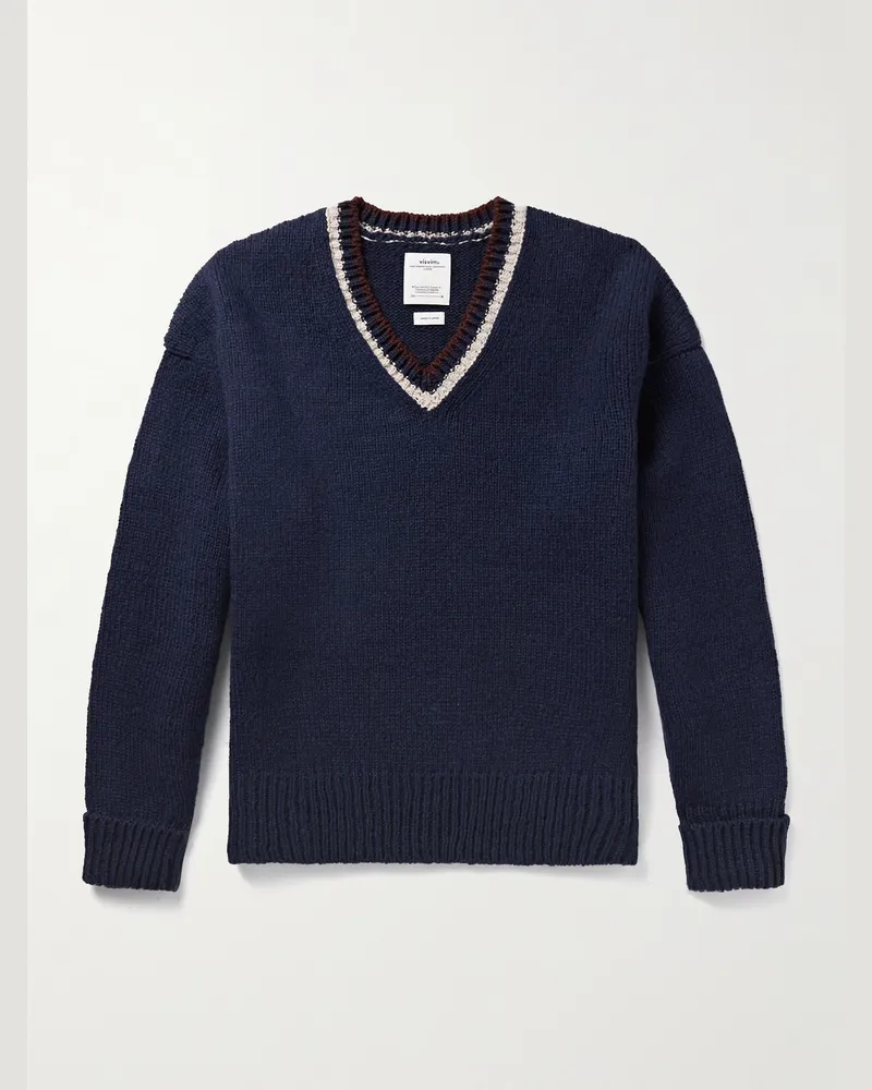 Visvim College Pullover aus Wolle Blau