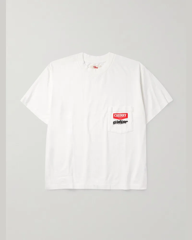 Cherry Los Angeles T-Shirt aus Baumwoll-Jersey mit Logoprint Weiß