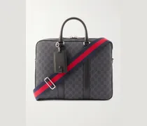 Leather-Trimmed Monogrammed Supreme Coated-Canvas Briefcase