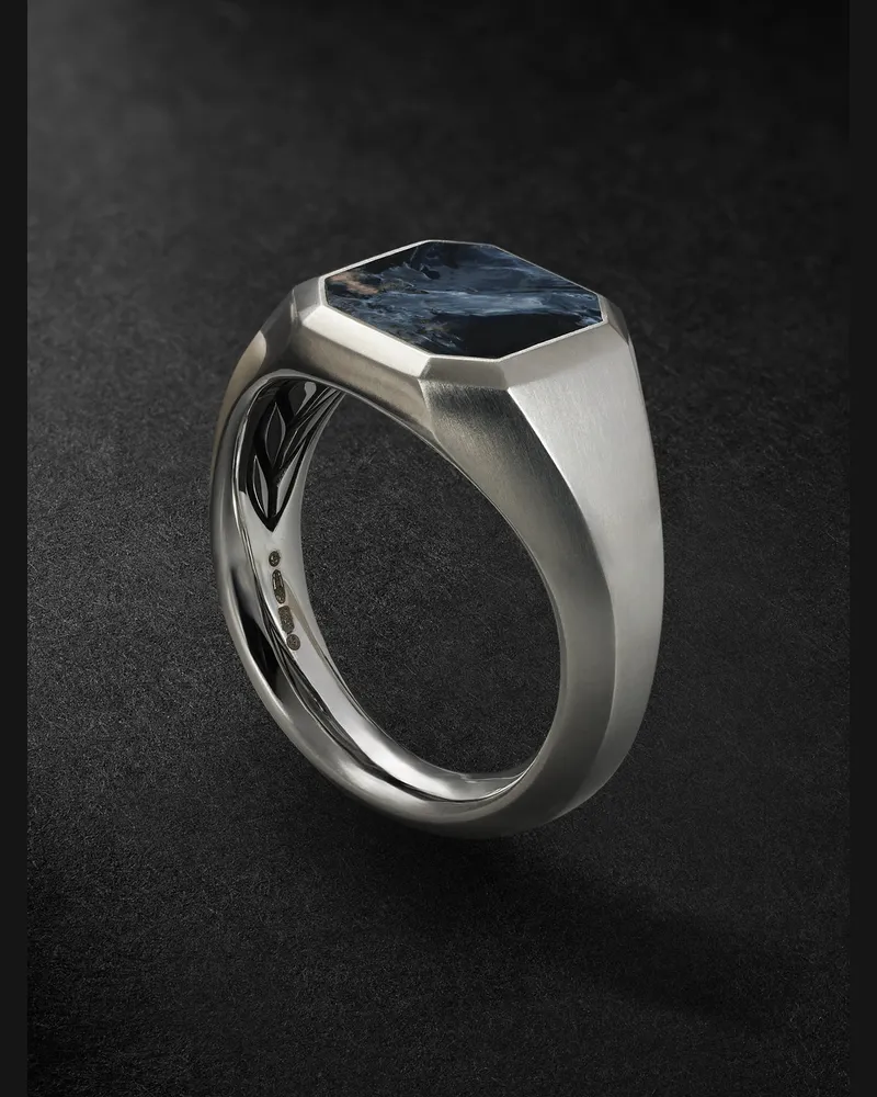 David Yurman Streamline® Siegelring aus Sterlingsilber mit Pietersit Silber