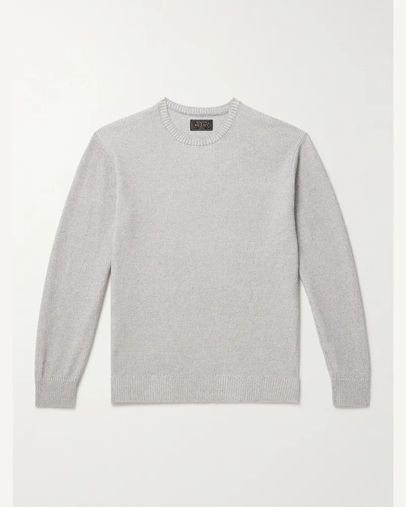 Beams Plus Pullover aus Flammgarn aus einer Baumwollmischung in Rippstrick Grau