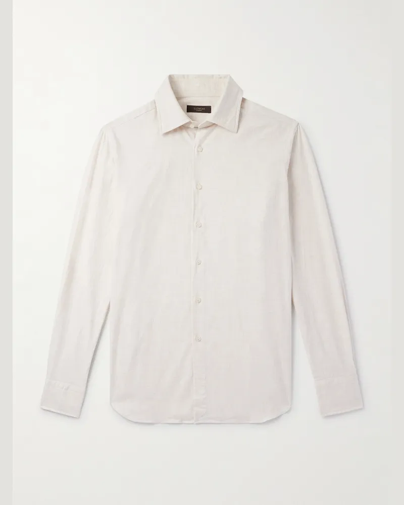 Incotex Glanshirt schmal geschnittenes Hemd aus Baumwoll-Twill Weiß