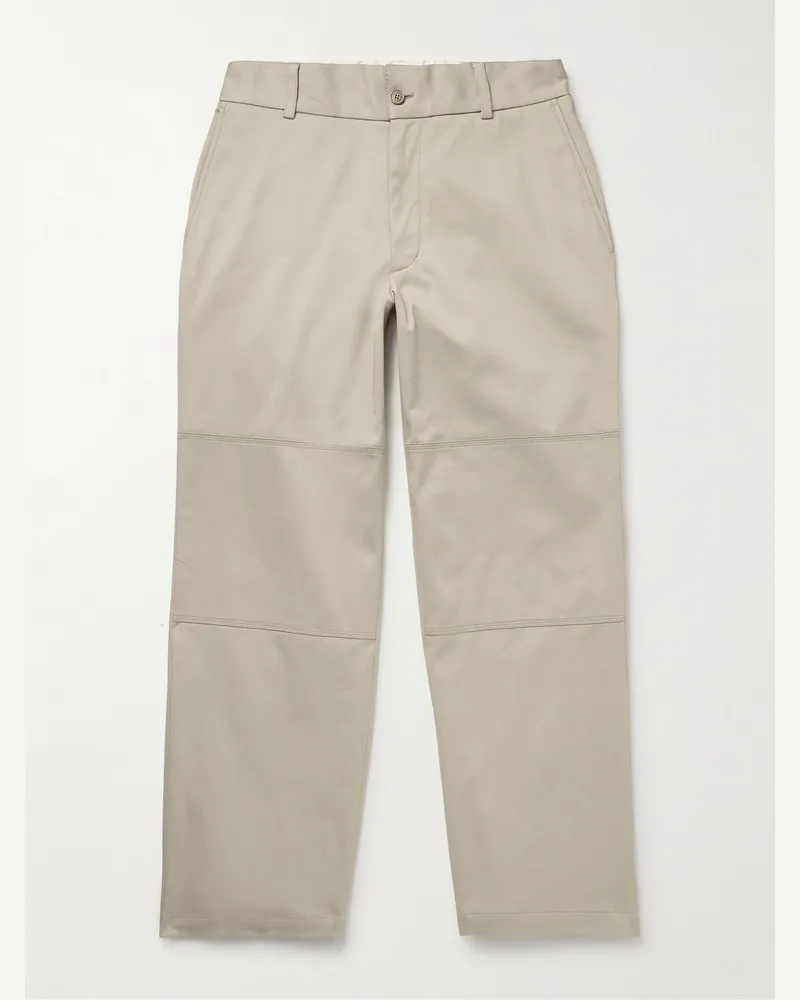Moncler Gerade geschnittene Hose aus Stretch-Baumwollgabardine Neutral