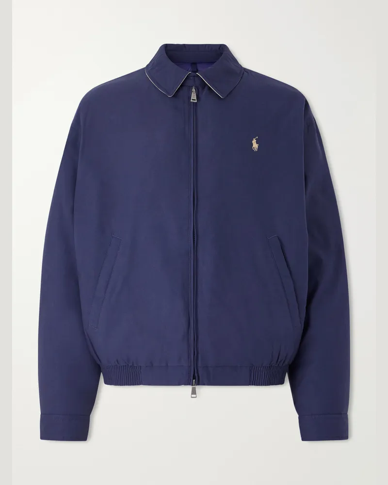 Ralph Lauren Logo-Embroidered Recycled-Shell Down Jacket Blue