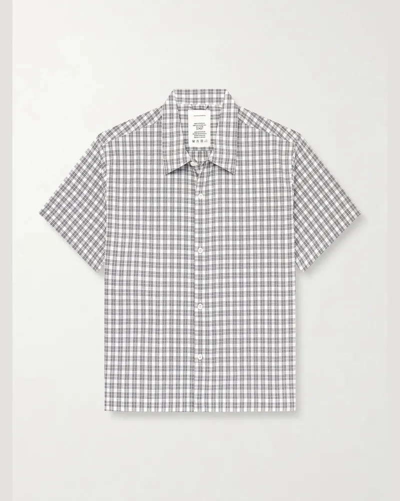 Mfpen Holiday Checked Textured Cotton-Blend Shirt Neutrals