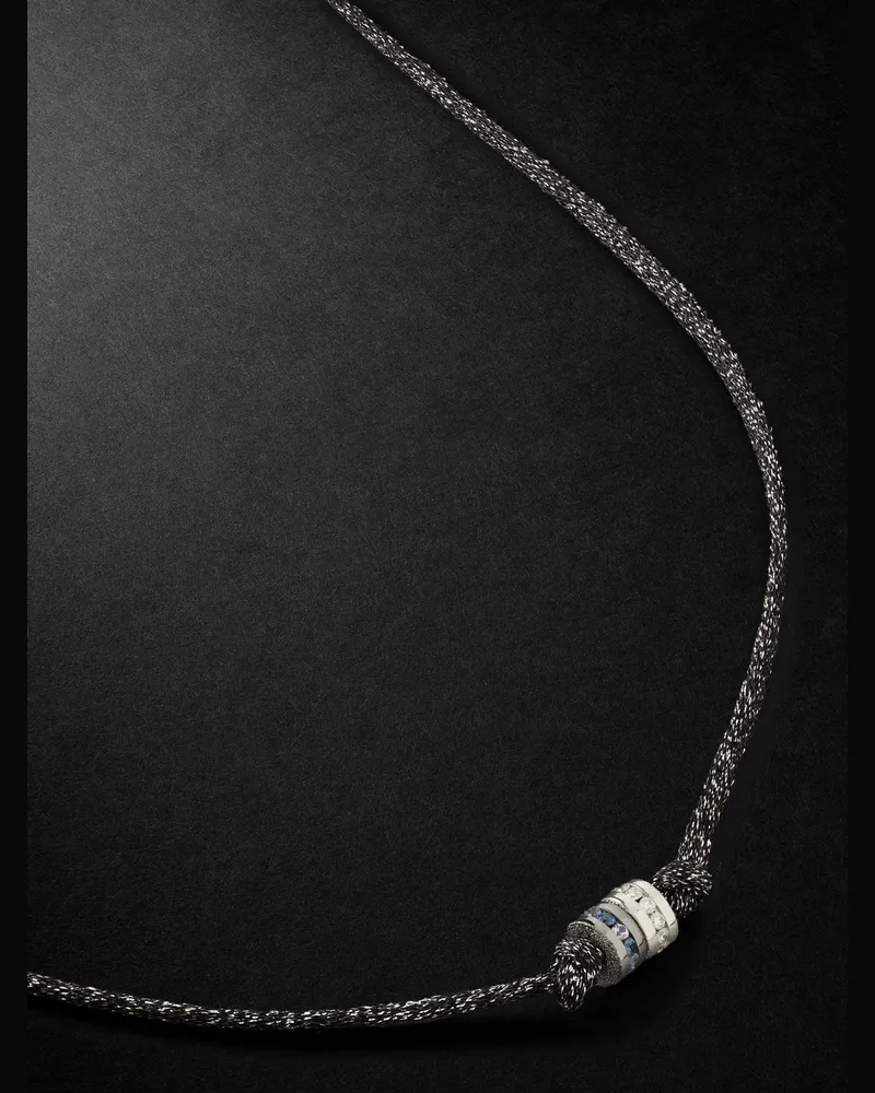 Carolina Bucci Forte Blackened and White Gold, Sapphire, Diamond and Lurex Necklace Silver