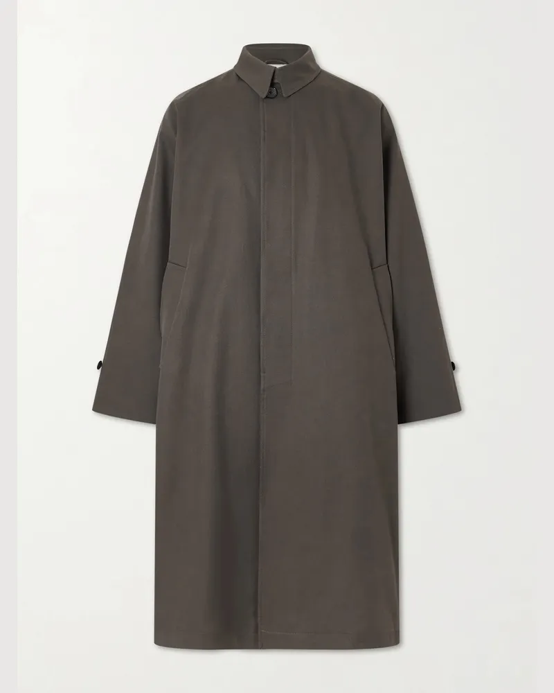 Herno Slub Cotton-Twill Coat Brown