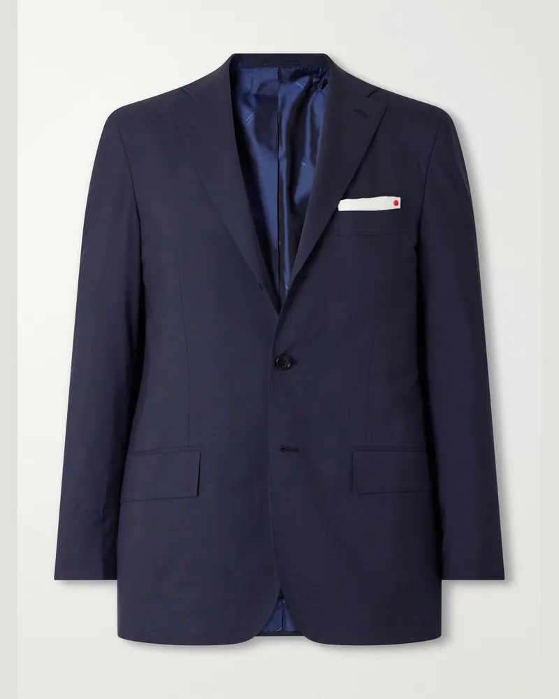Kiton Wool-Fresco Suit Jacket Blue
