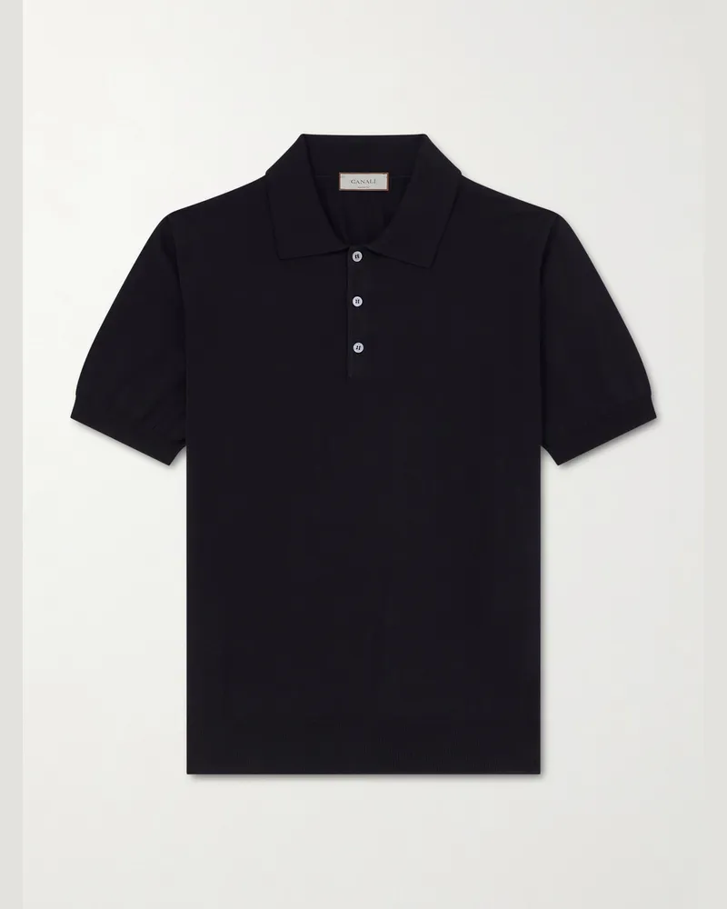 Canali Cotton Polo Shirt Black