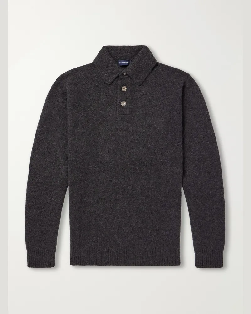 Thom Sweeney Cashmere and Silk-Blend Polo Shirt Gray