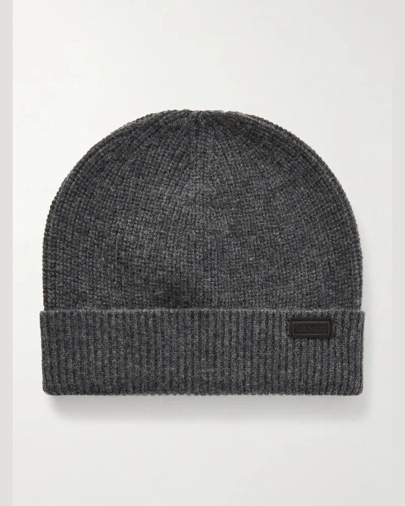 Canali Wool and Cashmere-Blend Beanie Gray