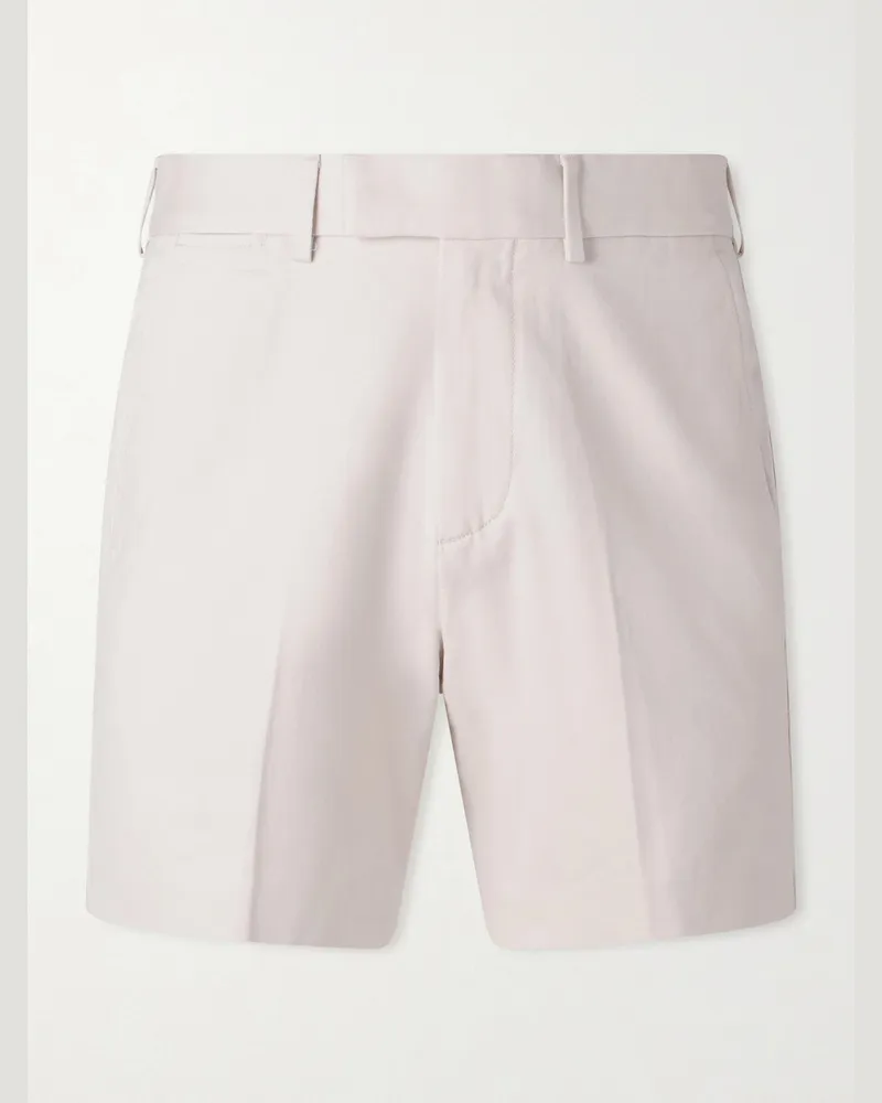 Tom Ford Gerade geschnittene Shorts aus gebürstetem Baumwolldrillich Weiß