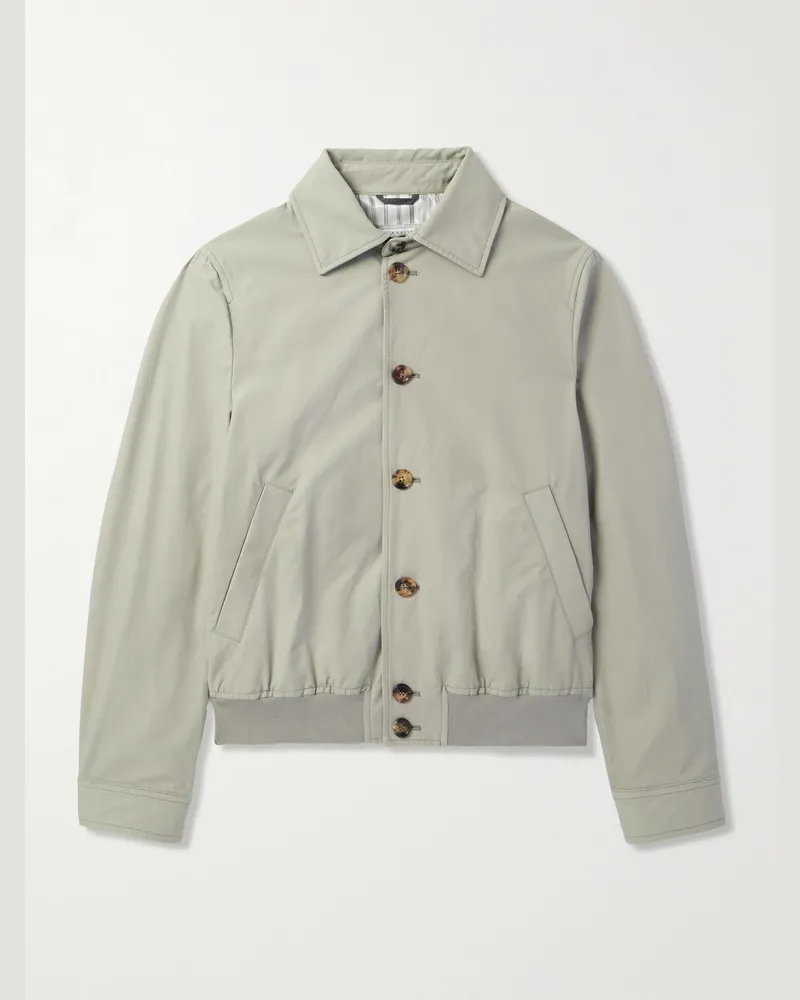 Brunello Cucinelli Bomberjacke aus Twill aus einer Baumwollmischung Grün
