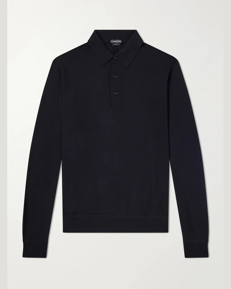 Tom Ford Cashmere and Silk Blend Polo Shirt Black