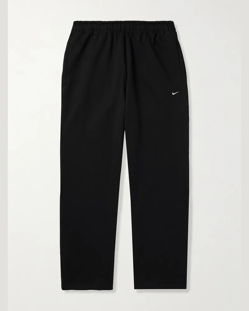 Nike Solo Swoosh gerade geschnittene Jogginghose aus Jersey aus einer Baumwollmischung Schwarz