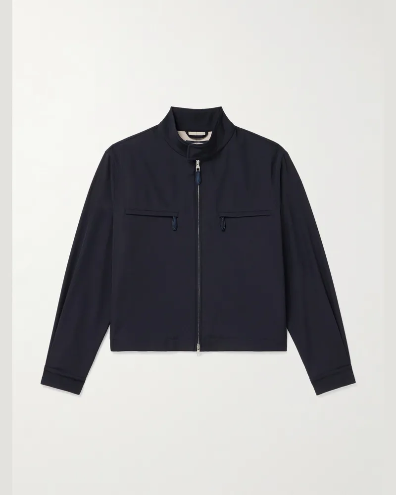 Dunhill Blouson aus technischem Woll-Twill Blau