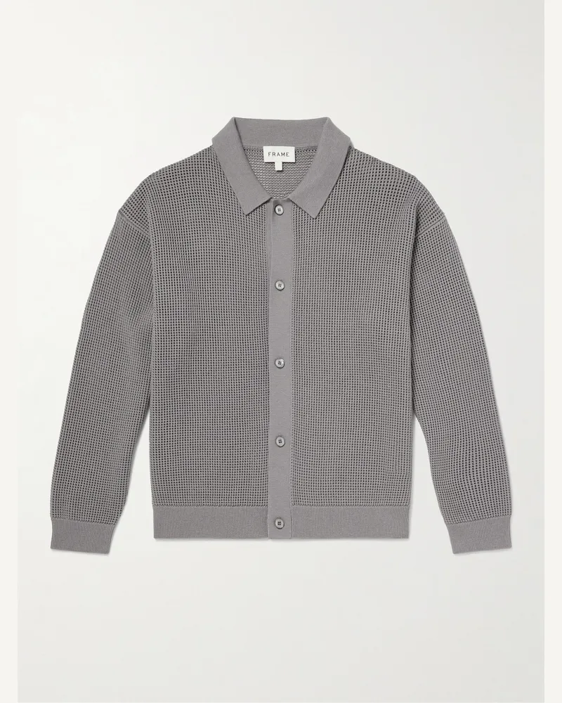 Frame Denim Cardigan aus Baumwolle in Lochstrick Grau