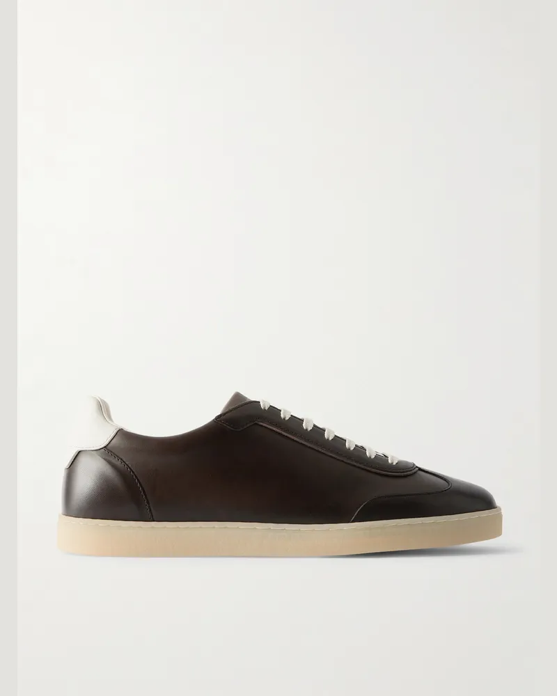 Brunello Cucinelli Coda Di Rondine Leather Sneakers Brown