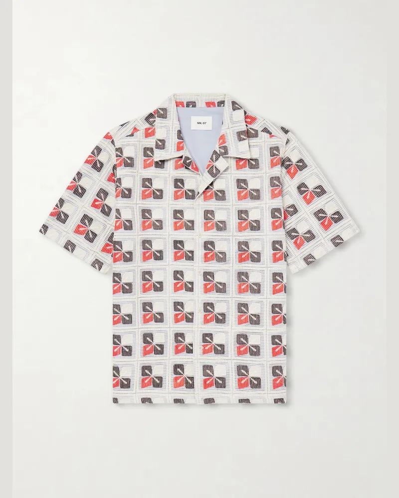 NN 07 Julio Camp-Collar Embroidered Voile Shirt Multi