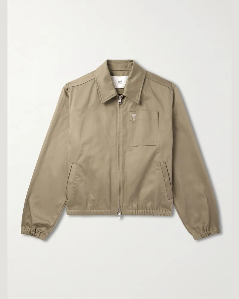 AMI Paris Blouson aus Baumwollgabardine mit Logostickerei Neutral