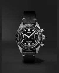 ORIS Divers Sixty-Five Chronograph 40 mm Uhr aus Edelstahl mit automatischem Aufzug und Lederarmband, Ref.-Nr.: 01 771 7791 4054-07 6 20 01 Schwarz