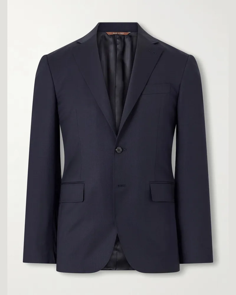 Canali Wool-Blend Twill Suit Jacket Blue