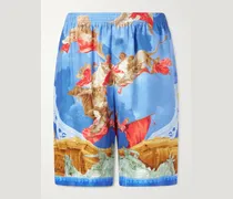 Affresco Printed Silk-Twill Shorts