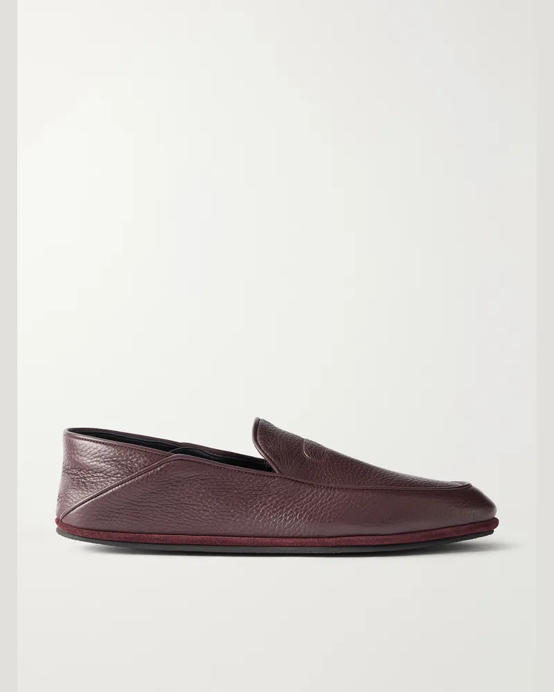 John Lobb Kingston II Collapsible-Heel Full-Grain Deerskin Loafers Burgundy