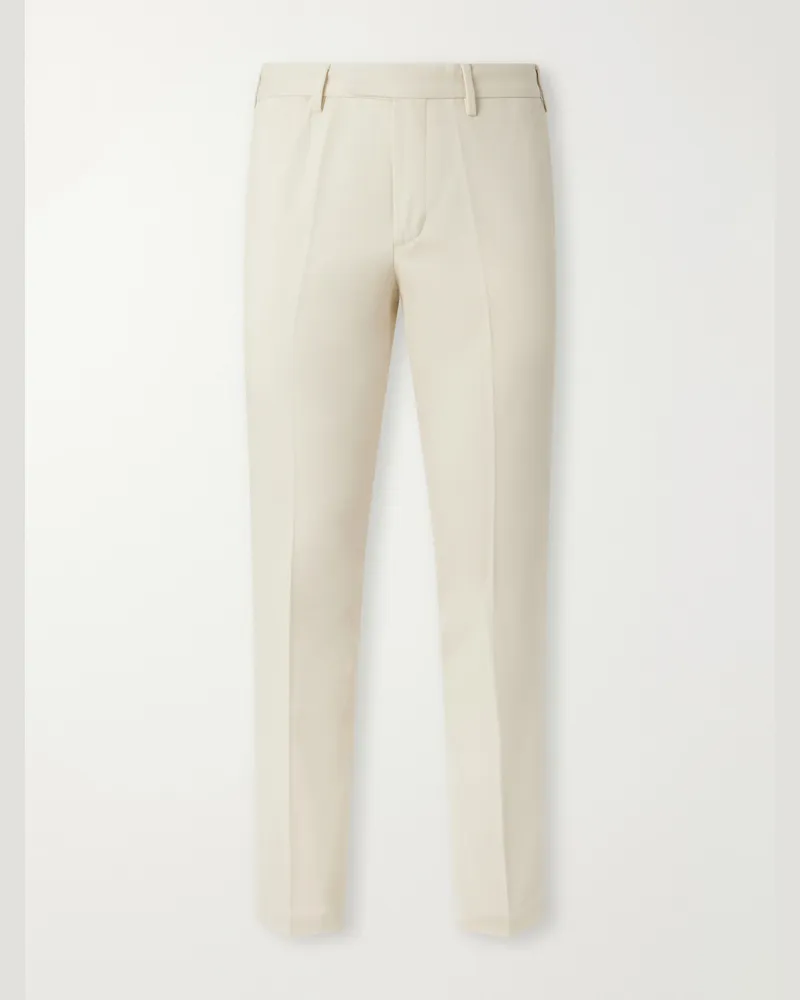 Thom Sweeney Straight-Leg Cotton-Twill Trousers White