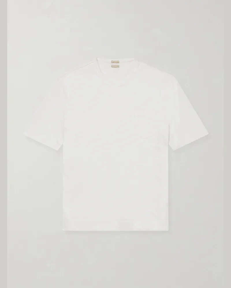 Massimo Alba Panarea T-Shirt aus einer Leinen-Baumwollmischung Weiß