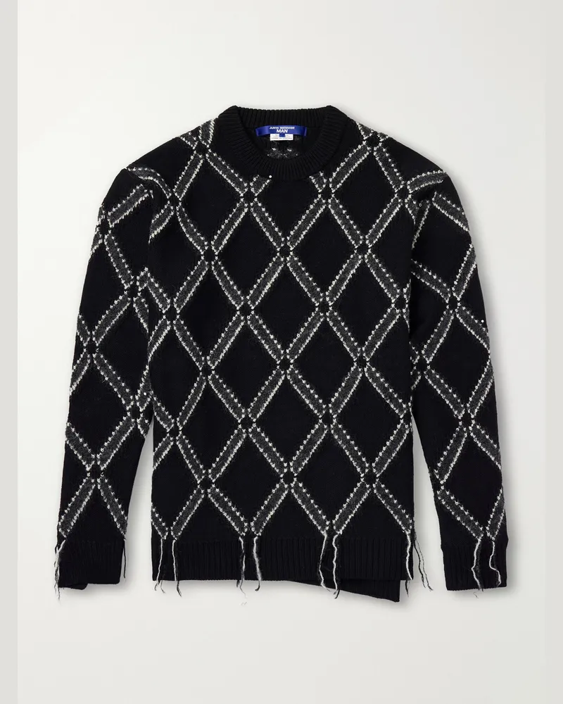 Junya Watanabe Intarsia Wool-Blend Sweater Black
