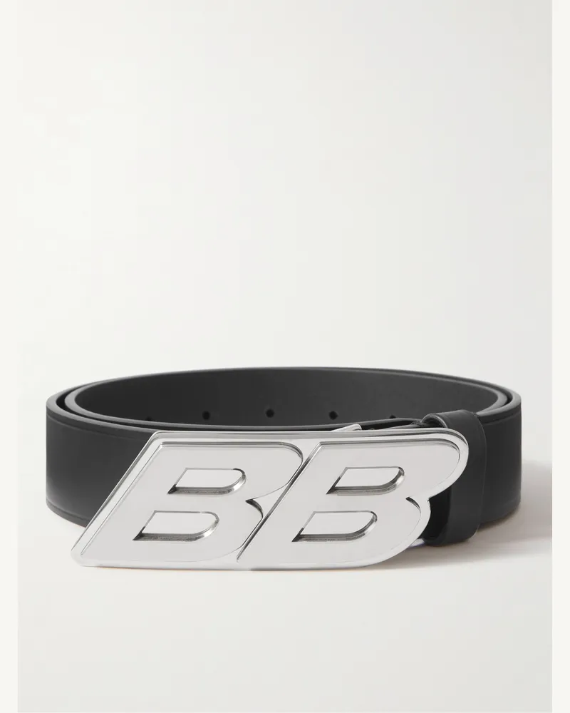 Balenciaga 3.5cm Logo-Embellished Leather Belt Black