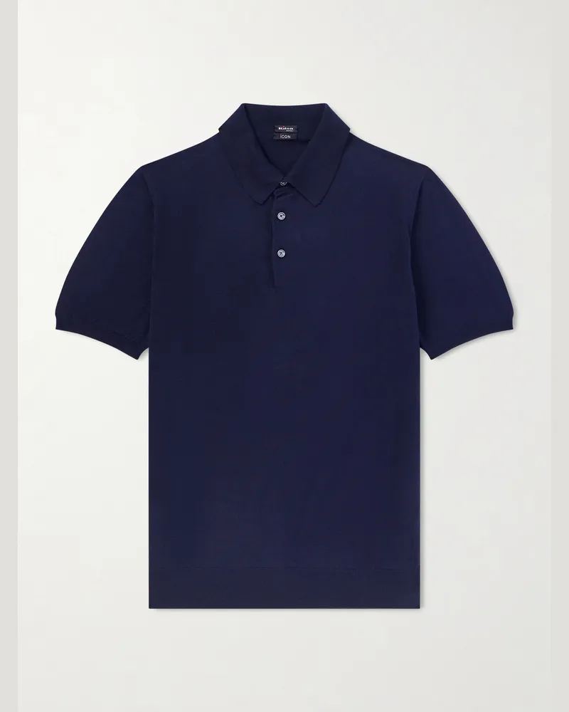 Kiton Cotton Polo Shirt Blue