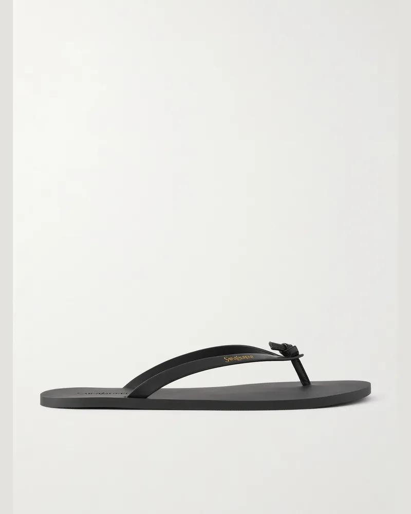 Saint Laurent San Maine Sandalen aus Leder mit Logoprint Schwarz