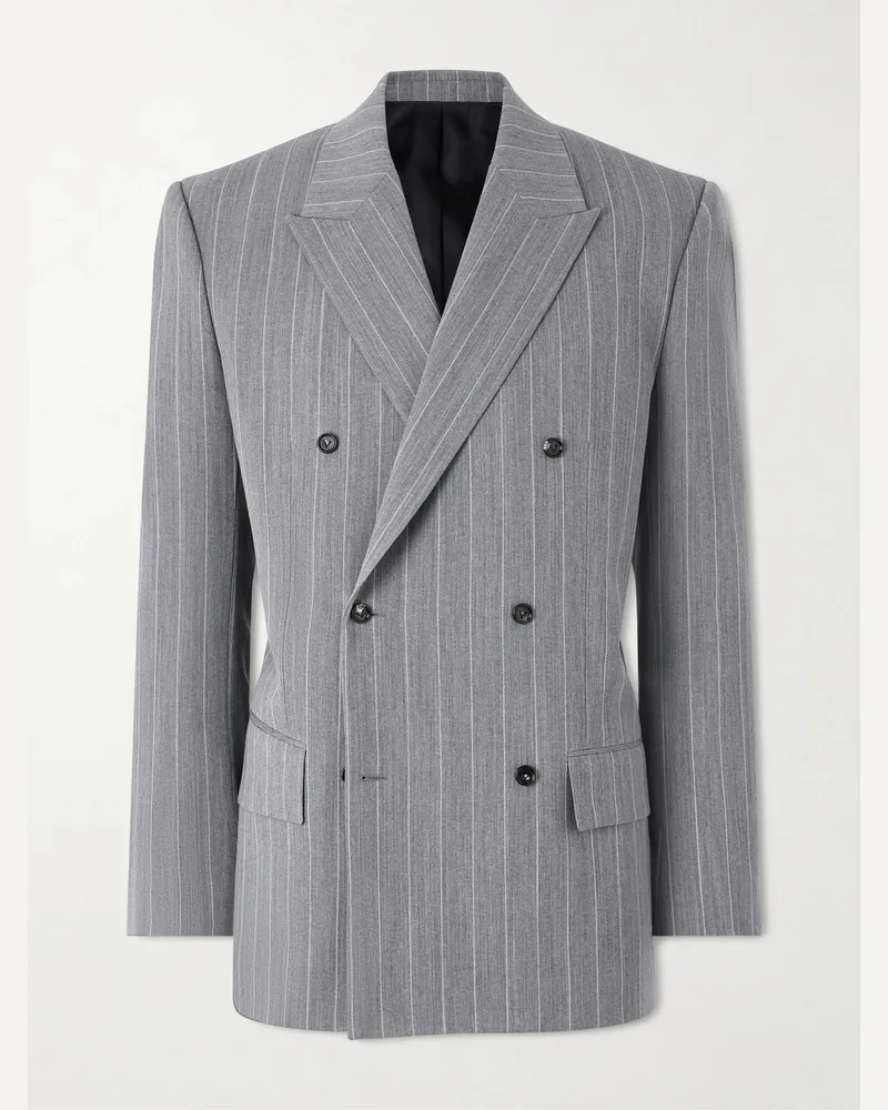 Bottega Veneta Pinstriped Wool Blazer Gray