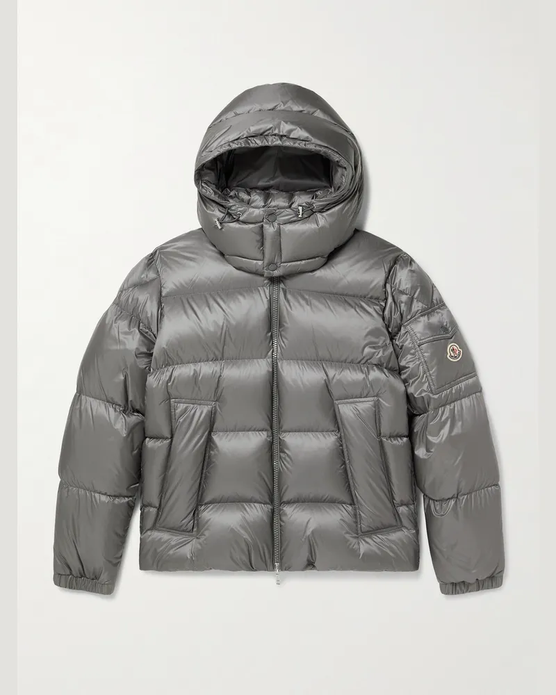 Moncler Couyere Daunenjacke aus gestepptem Micro-Ripstop mit Logoapplikation und Kapuze Grau