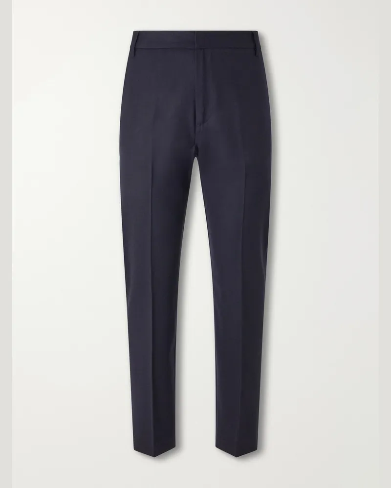 Altea Renee Straight-Leg Stretch-Wool Flannel Trousers Blue